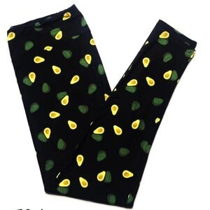 LuLaRoe Womens Leggings Size TC Black Green Ripe Avocado‎ Tall and Curvy NWT